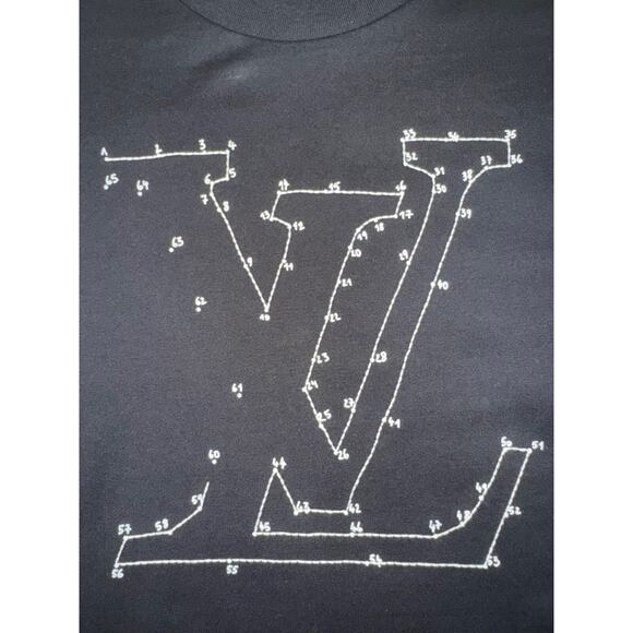 Louis Vuitton LV Stitch Print Embroidery Black White Logo Short Sleeve T-Shirt M - Picture 9 of 16